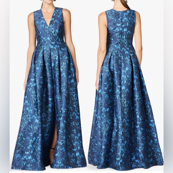 Sachin + Babi Dresses & Skirts - NEW Sachin & Babi Brooke Floral Sleeveless Empire Waist Mikado Blue Gown Sz 18w
